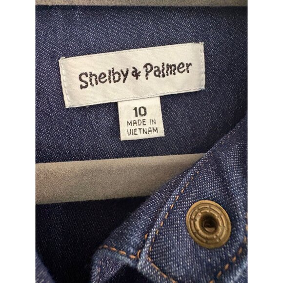Shelby & Palmer Button-Up Denim Shirt Dress Short Sleeves Front Pockets Size 10 - Picture 8 of 9
